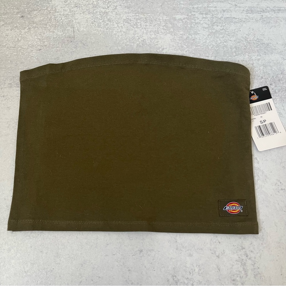 Dickies Tube Top Small Army Green Cropped Stretch Lightweight Grunge